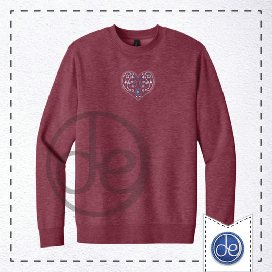 Paisley Heart - Embroidered Crewneck Sweatshirt