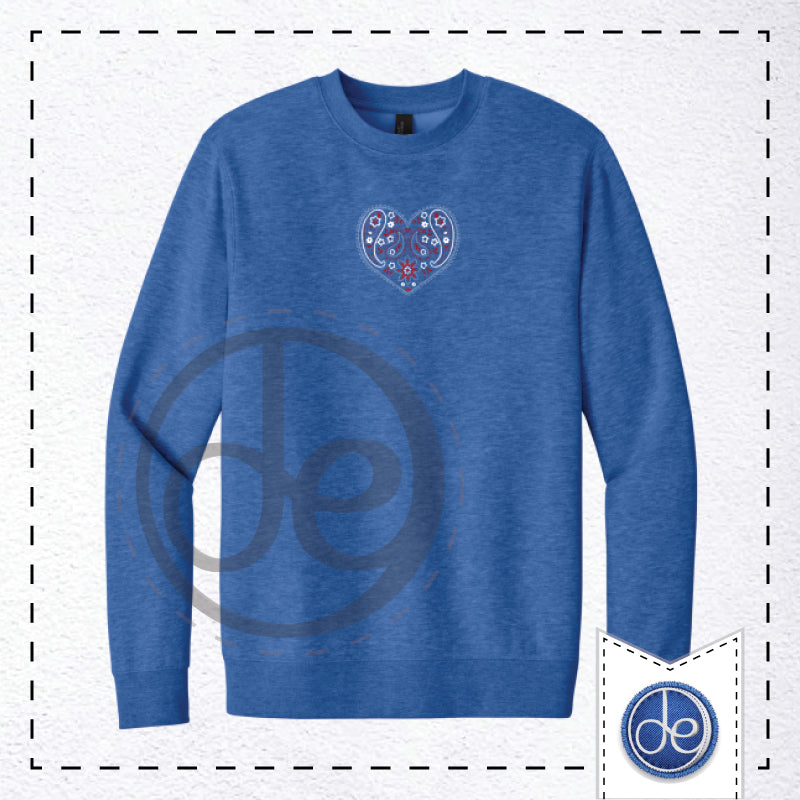 Paisley Heart - Embroidered Crewneck Sweatshirt